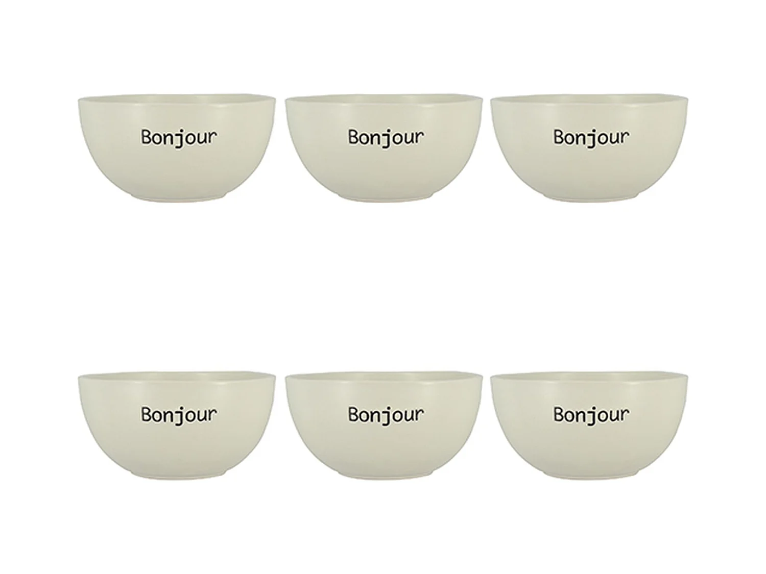 Novastyl - Lot 6 Bols Bonjour 58cl En Gres Blanc