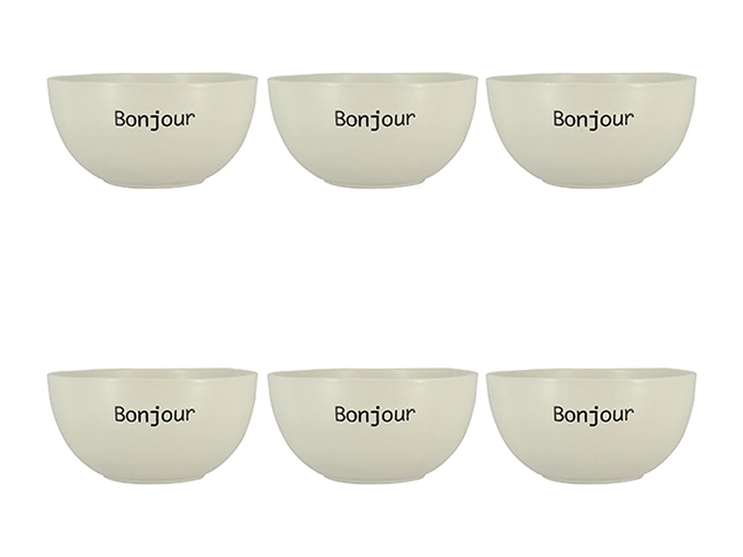 Novastyl - Lot 6 Bols Bonjour 58cl En Grès Blanc