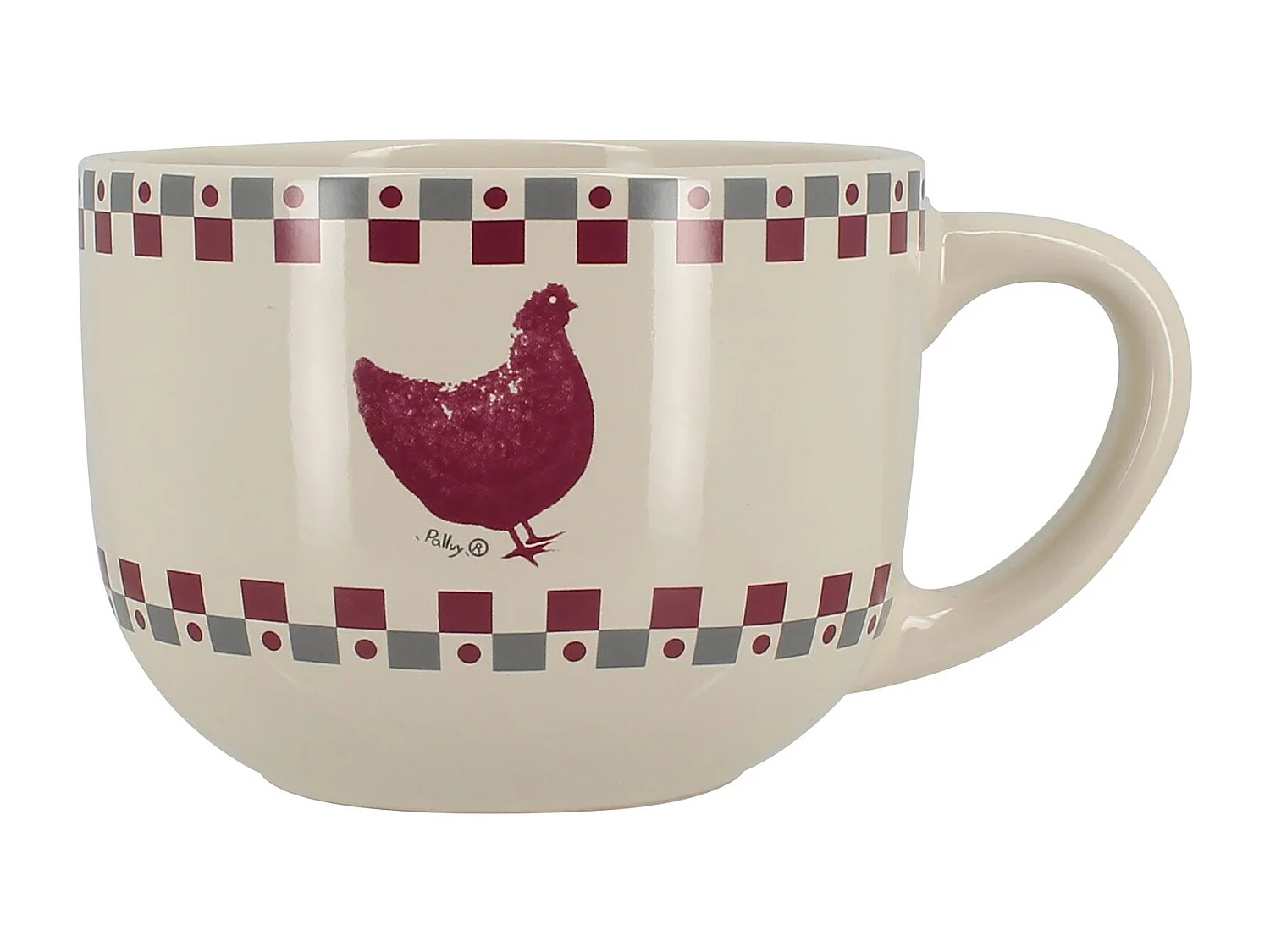 Novastyl - Lot 6 Jumbo Gallina 45cl En Gres Gris Et Rouge