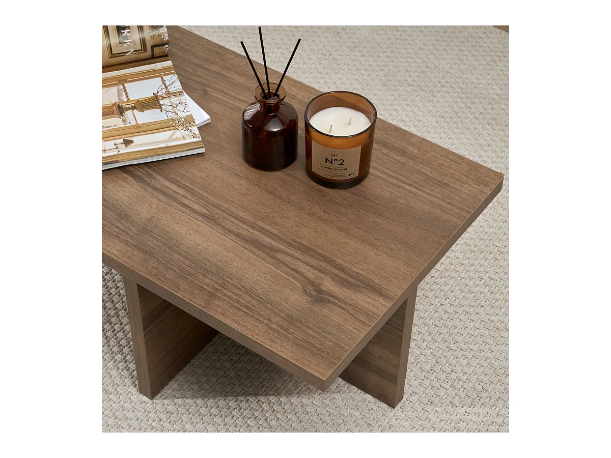 Table basse avec plateau rectangulaire et pied asymétrique L120 cm - HARBOR