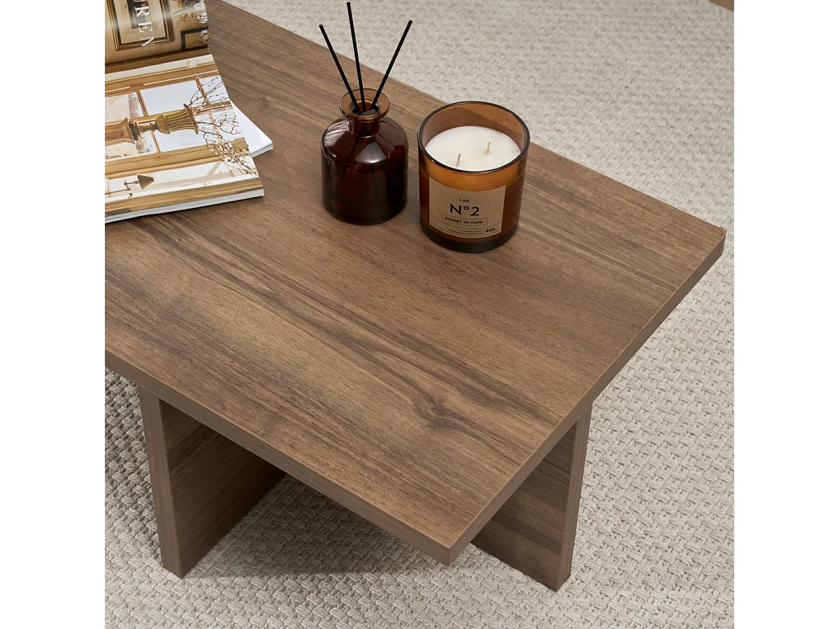 Table basse avec plateau rectangulaire et pied asymétrique L120 cm - HARBOR