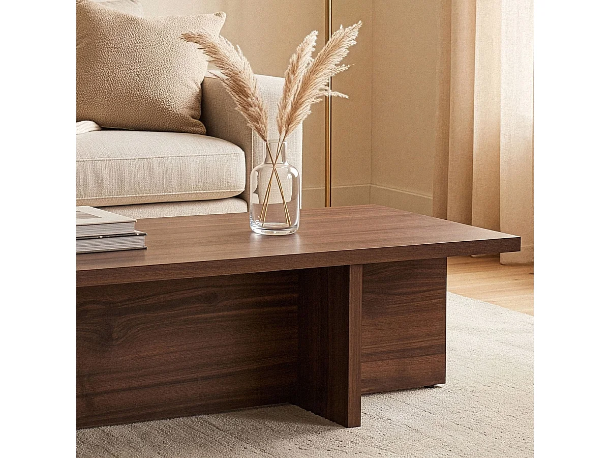 Table basse avec plateau rectangulaire et pied asymétrique L120 cm - HARBOR
