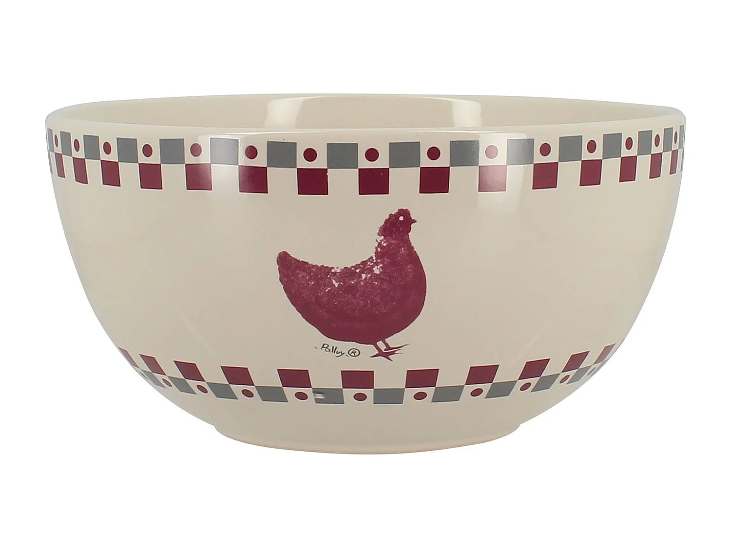 Novastyl - Lot 6 Bols Gallina 55cl En Gres Gris Et Rouge