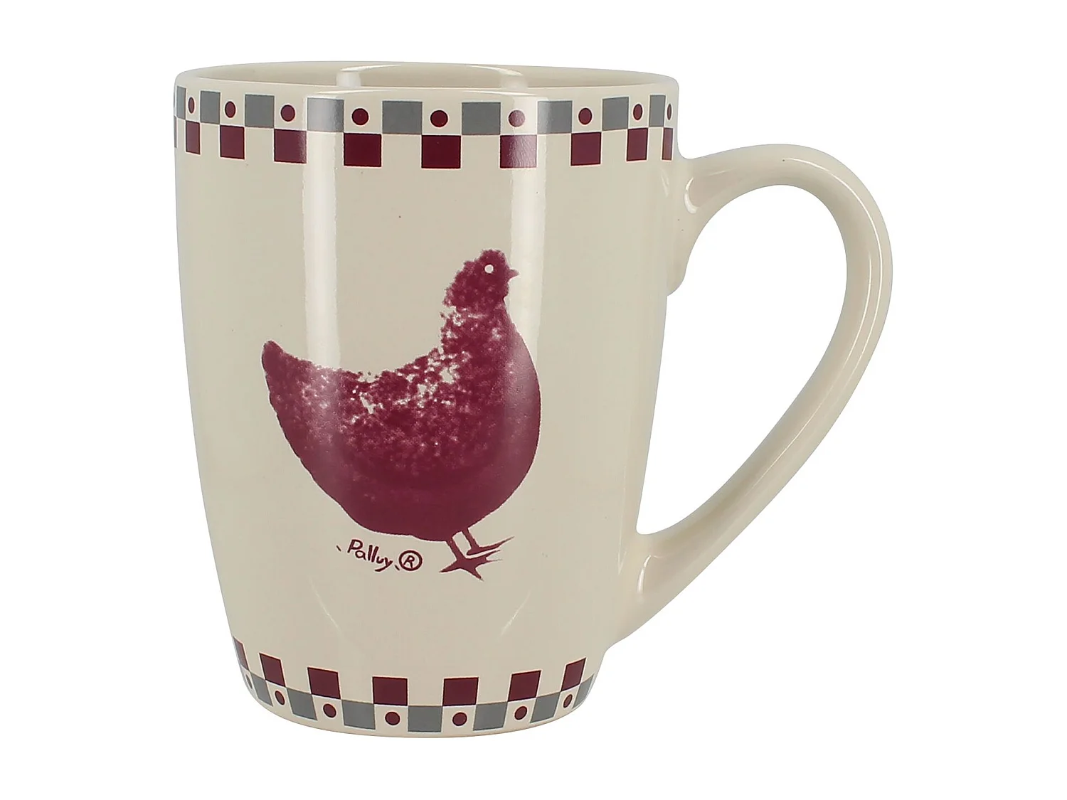 Novastyl - Lot 6 Mugs Gallina 38cl En Gres Gris Et Rouge