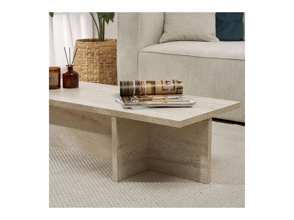 Table basse avec plateau rectangulaire et pied asymétrique L120 cm - HARBOR