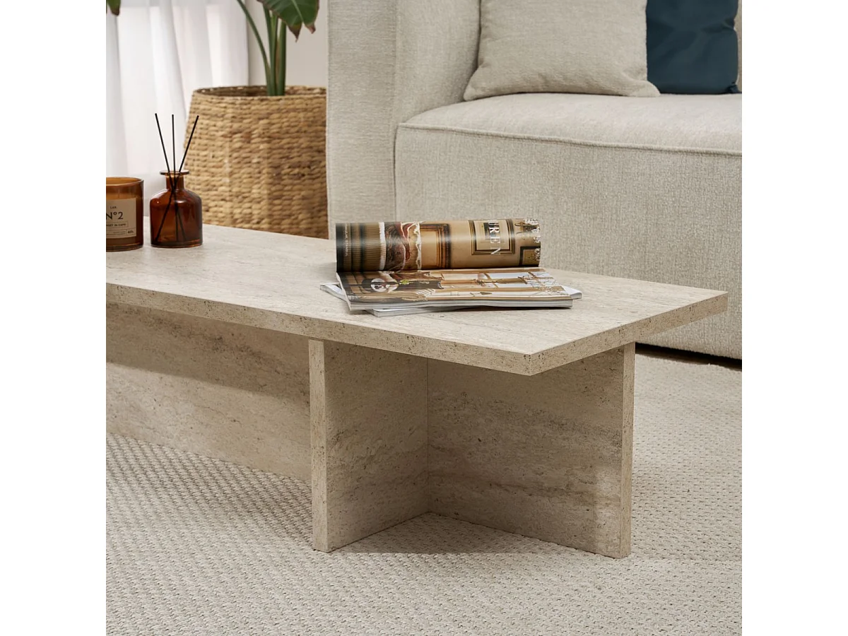Table basse avec plateau rectangulaire et pied asymétrique L120 cm - HARBOR