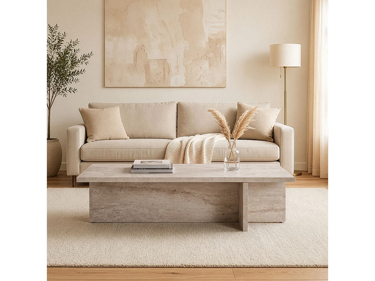 Couchtisch mit rechteckiger Platte und asymmetrischem Fuß L120 cm - HARBOR