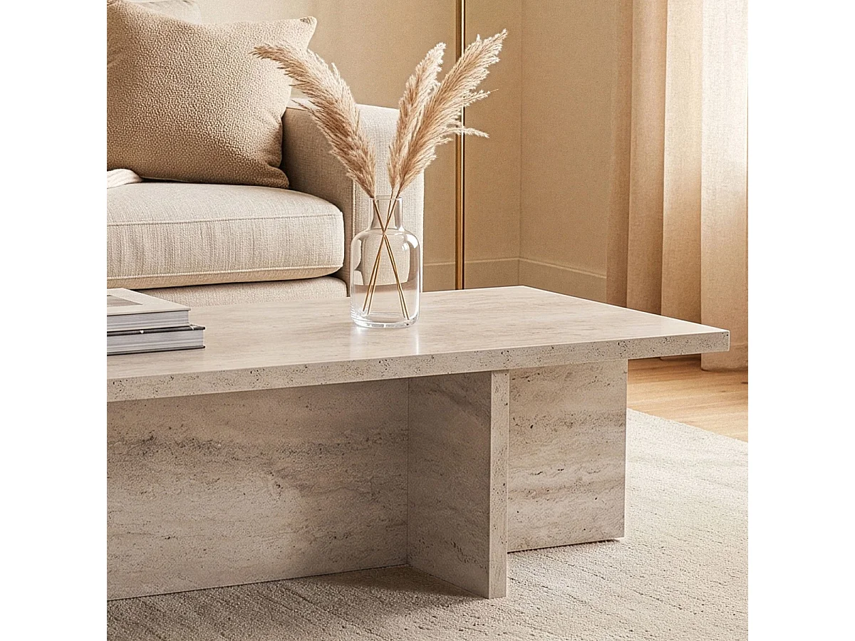 Couchtisch mit rechteckiger Platte und asymmetrischem Fuß L120 cm - HARBOR
