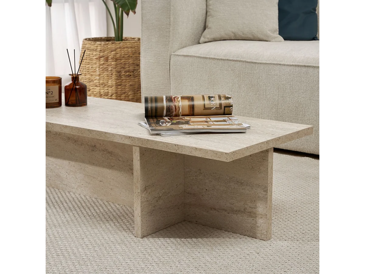 Table basse avec plateau rectangulaire et pied asymétrique L120 cm - HARBOR