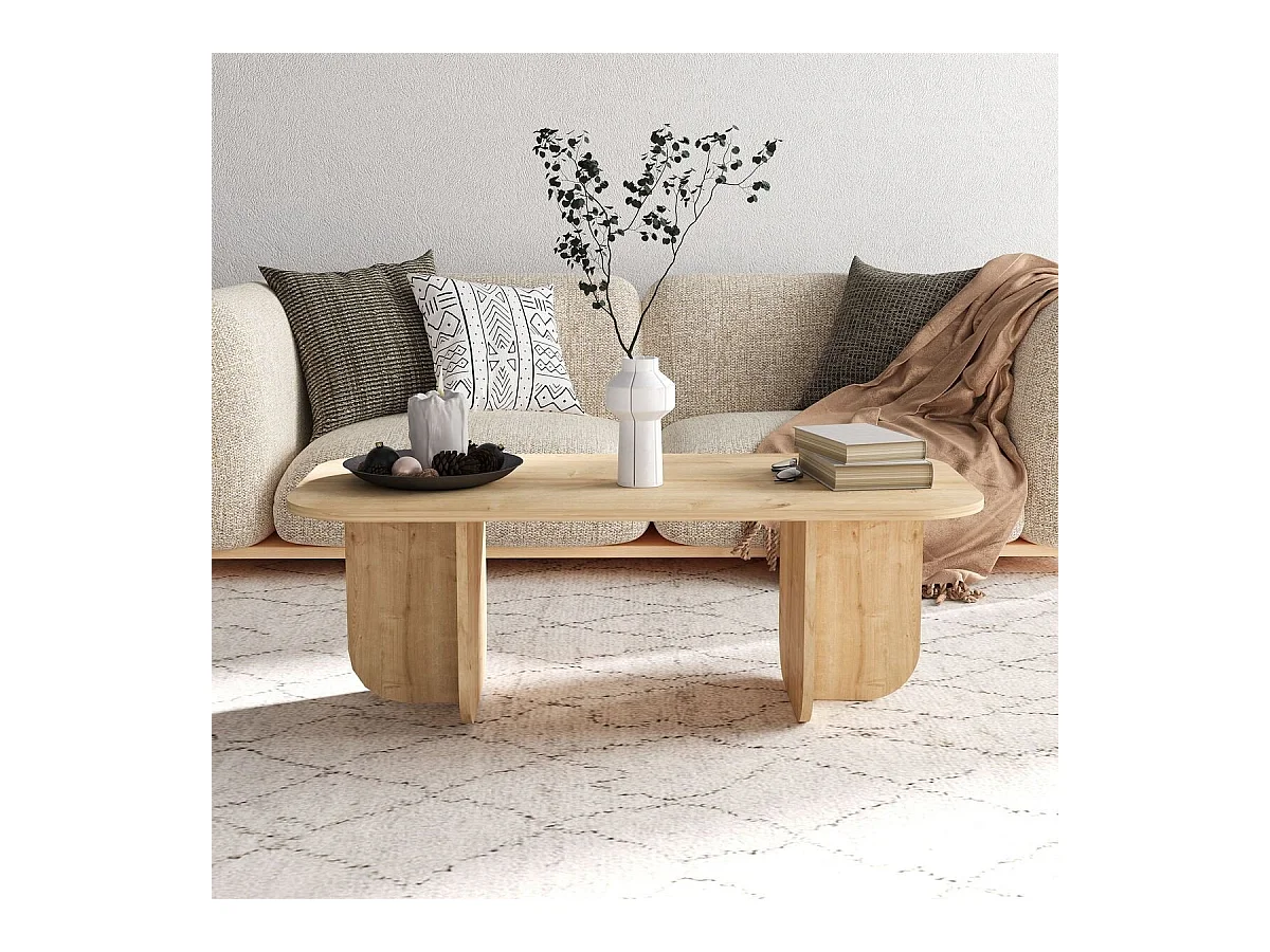 Table basse rectangulaire avec plateau aux bords arrondis L120 cm - BECAJ