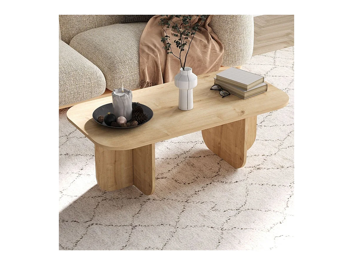 Table basse rectangulaire avec plateau aux bords arrondis L120 cm - BECAJ