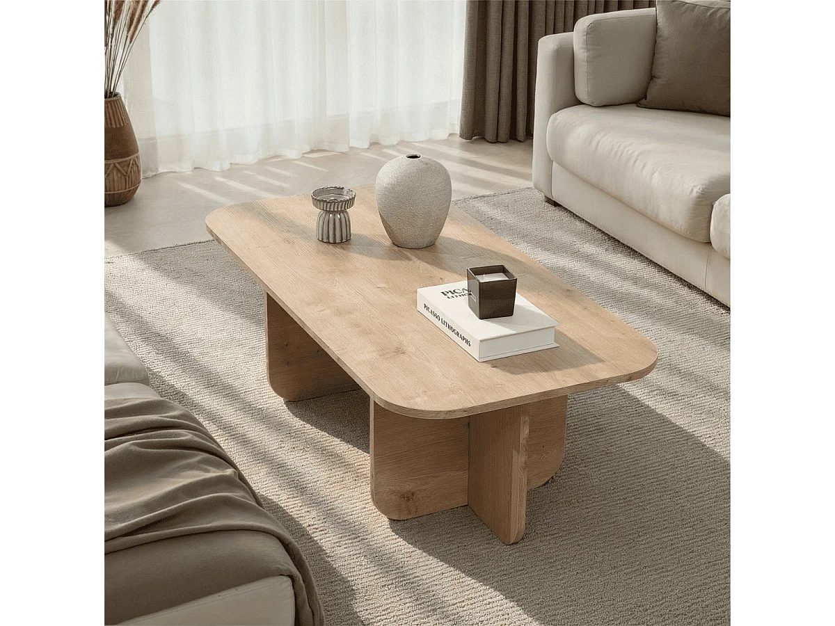 Table basse rectangulaire avec plateau aux bords arrondis L120 cm - BECAJ