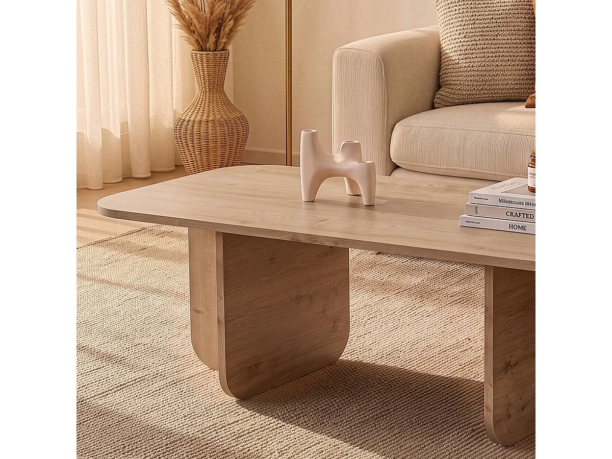 Table basse rectangulaire avec plateau aux bords arrondis L120 cm - BECAJ