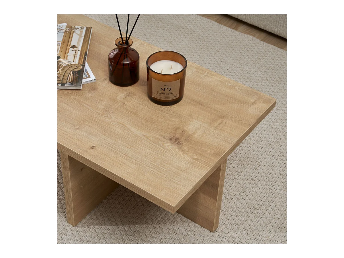 Table basse avec plateau rectangulaire et pied asymétrique L120 cm - HARBOR