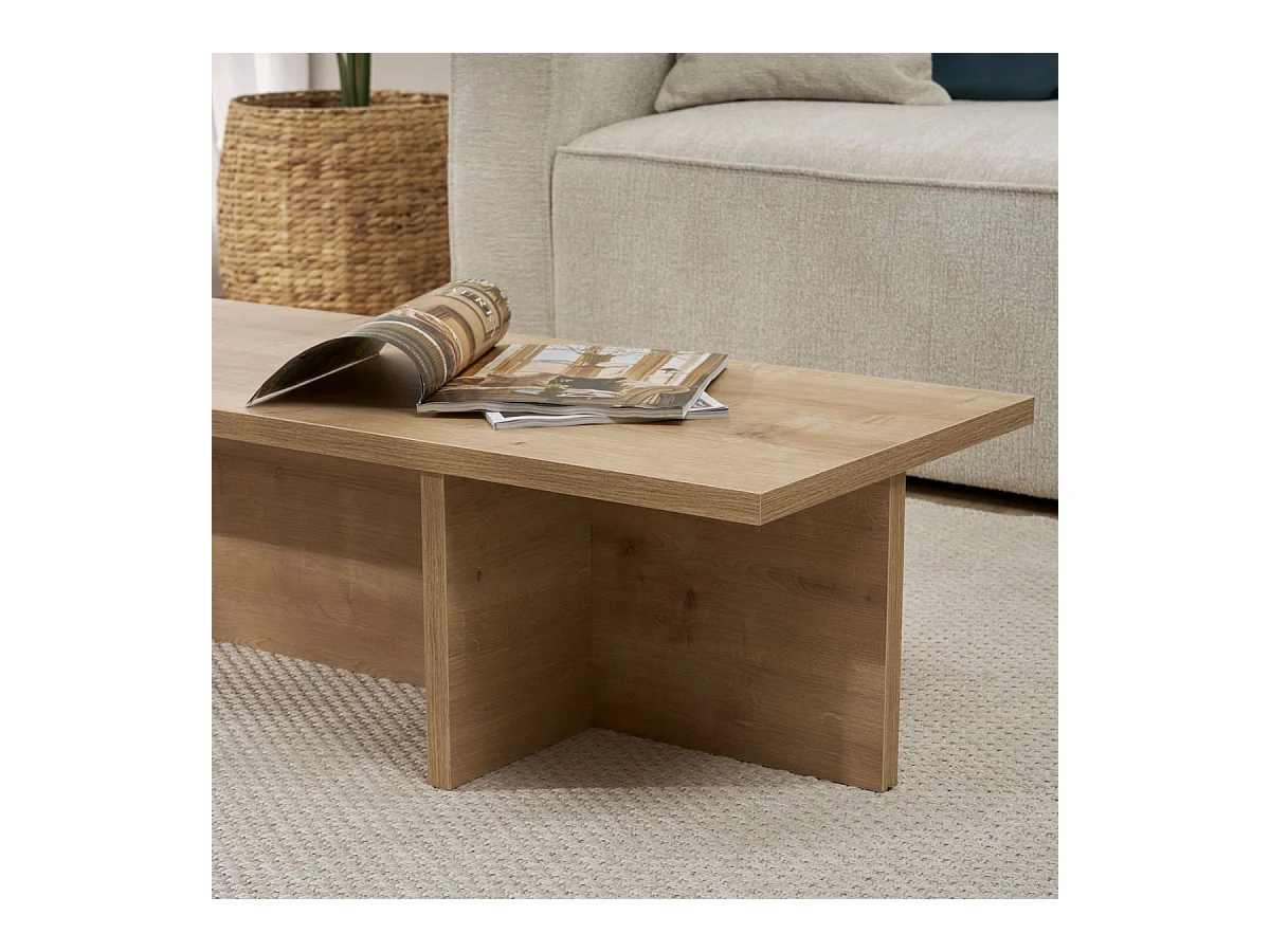 Table basse avec plateau rectangulaire et pied asymétrique L120 cm - HARBOR