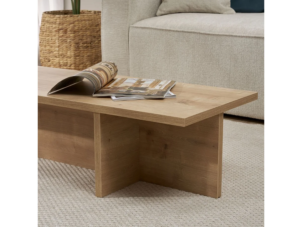 Table basse avec plateau rectangulaire et pied asymétrique L120 cm - HARBOR
