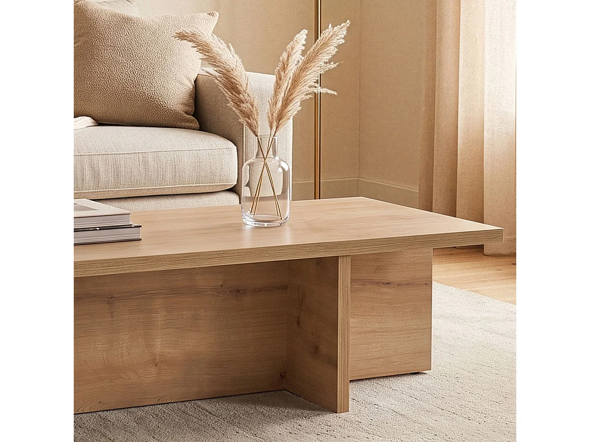 Table basse avec plateau rectangulaire et pied asymétrique L120 cm - HARBOR