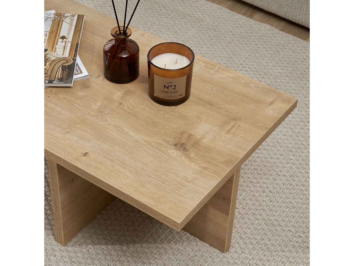 Salontafel met rechthoekig blad en asymmetrische poot L120 cm - HARBOR