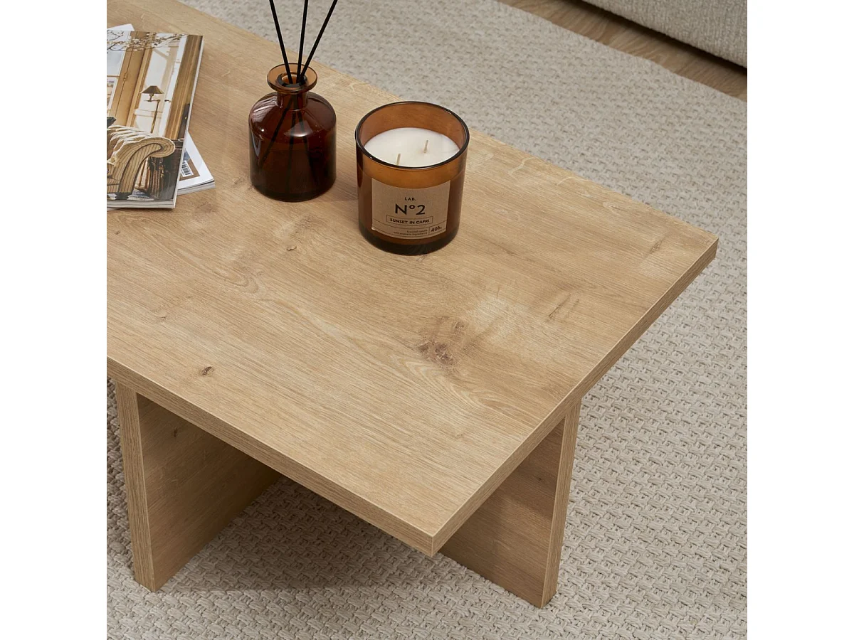 Table basse avec plateau rectangulaire et pied asymétrique L120 cm - HARBOR
