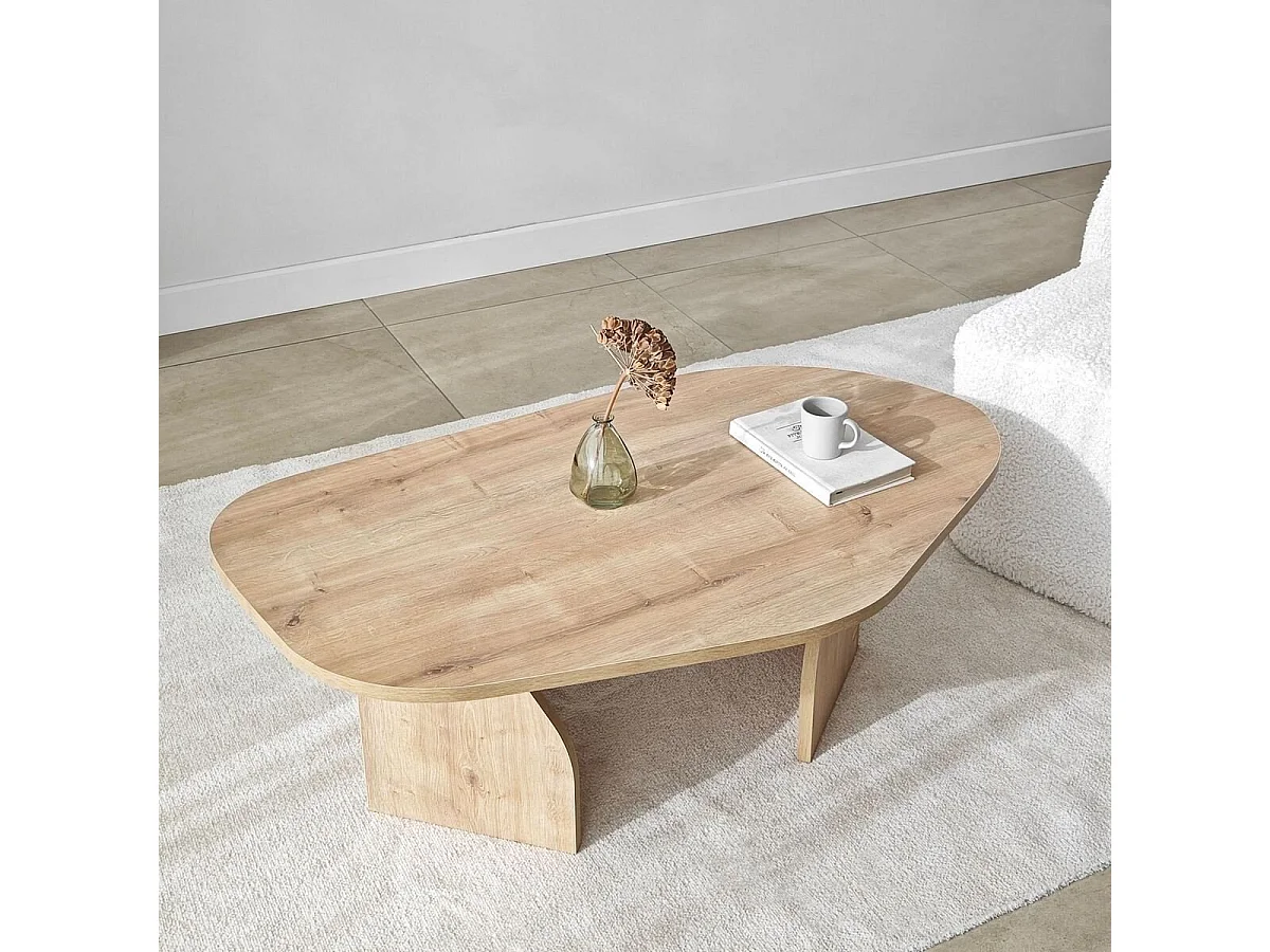 Table basse avec plateau de forme organique et pieds larges L105 cm - ROCK