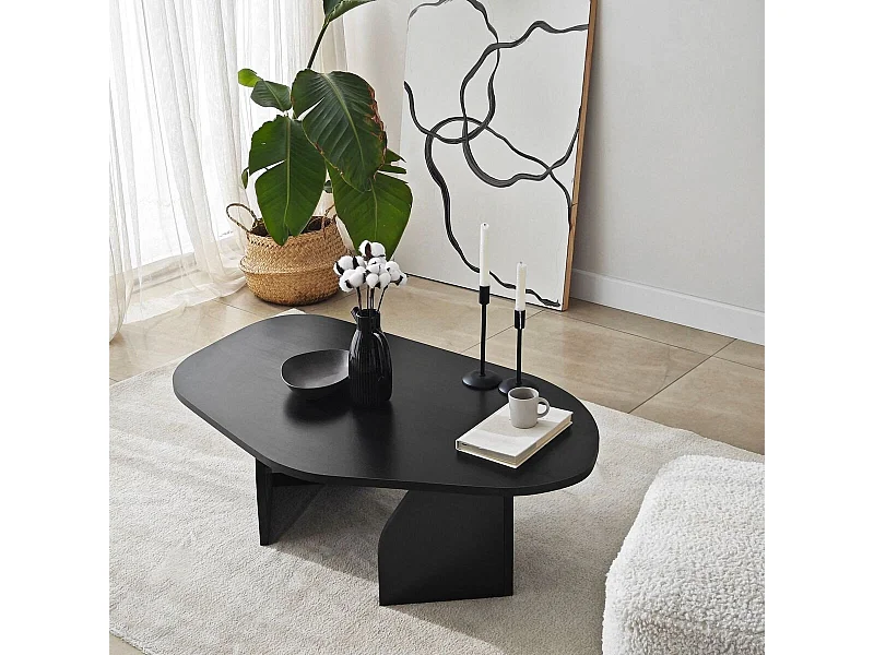 Table basse avec plateau de forme organique et pieds larges L105 cm - ROCK