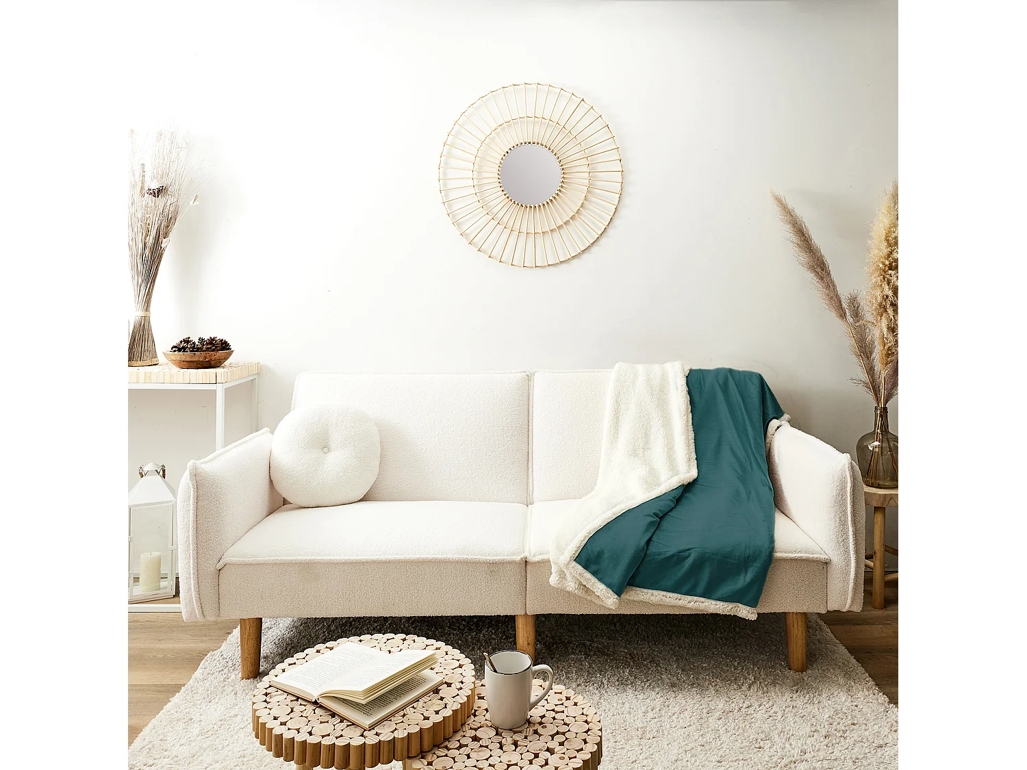 Plaid Microfibre Sherpa Bleu Canard 120x150cm Bleu