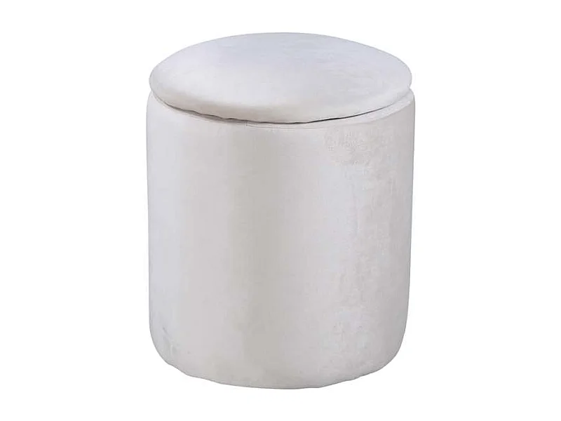 Puf Limpen Ø32cm velour con almacenaje blanco.