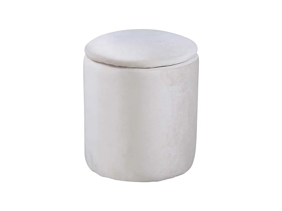 Puf Limpen Ø32cm velour con almacenaje blanco.