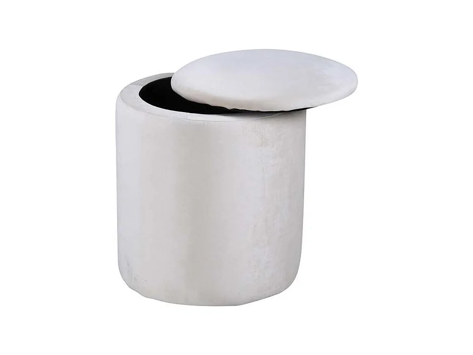 Pouf Limpen Ø32cm velluto con contenitore bianco.