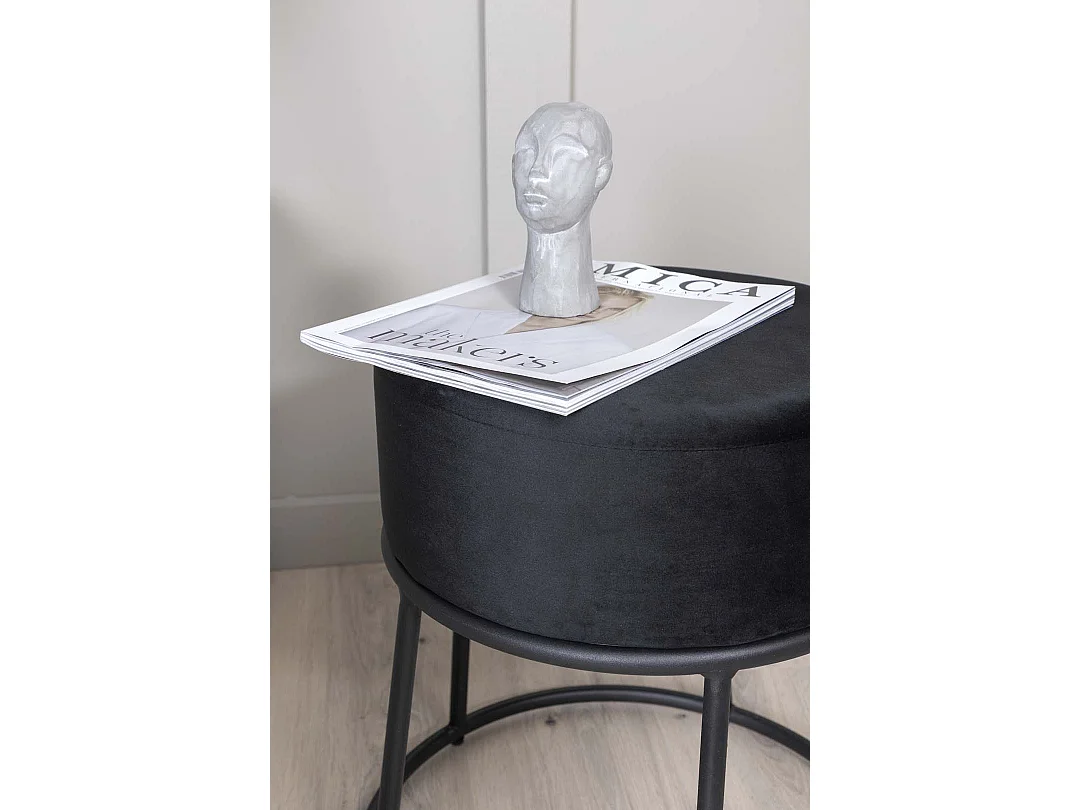 Pouf Design en Velours "Petra" 46cm Noir