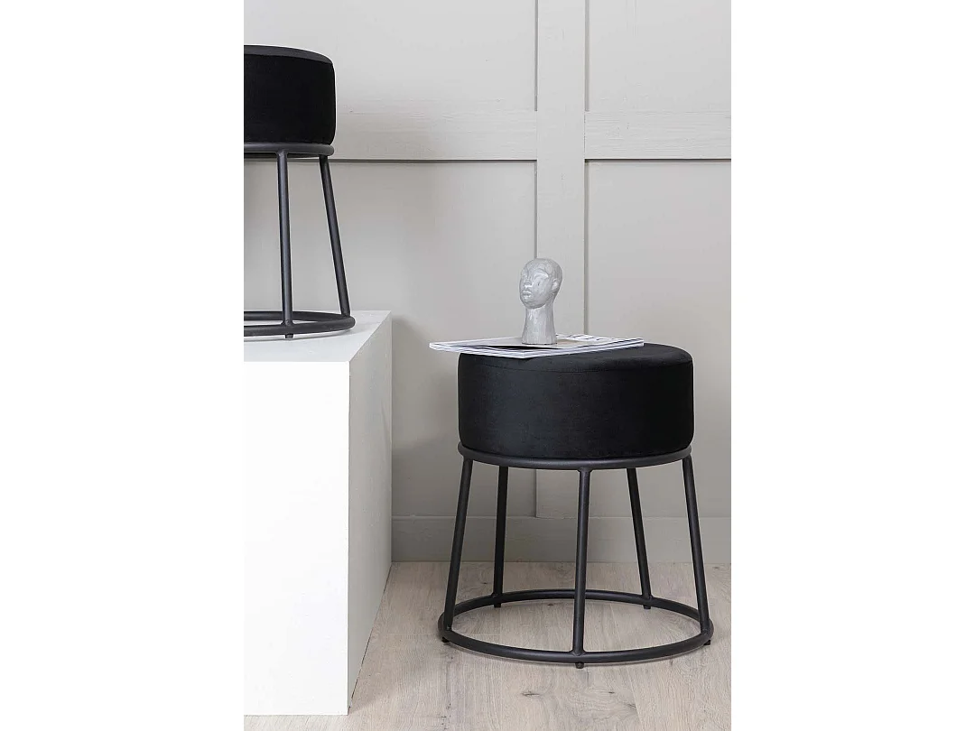 Pouf Design en Velours "Petra" 46cm Noir