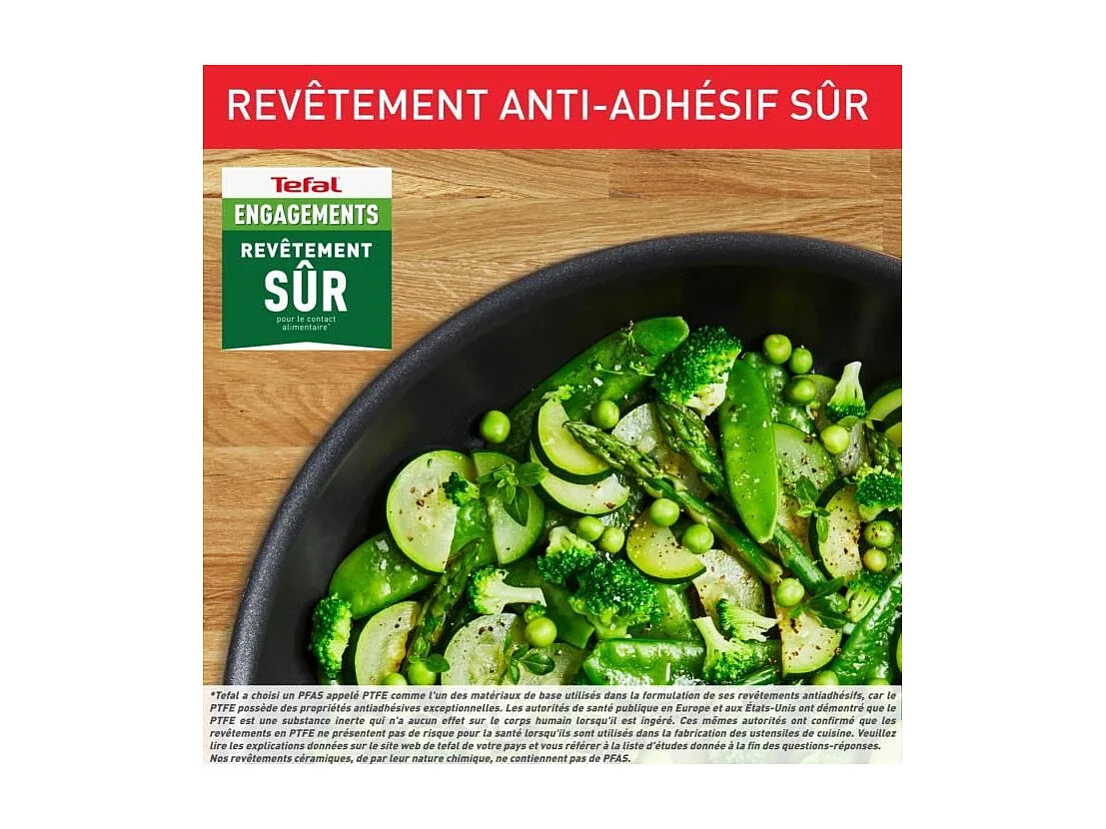 TEFAL INGENIO Preference Poele wok 26 cm, Induction, Antiadhésif, Empilable, Compatible lave-vaisselle, Fabriqué en France L97