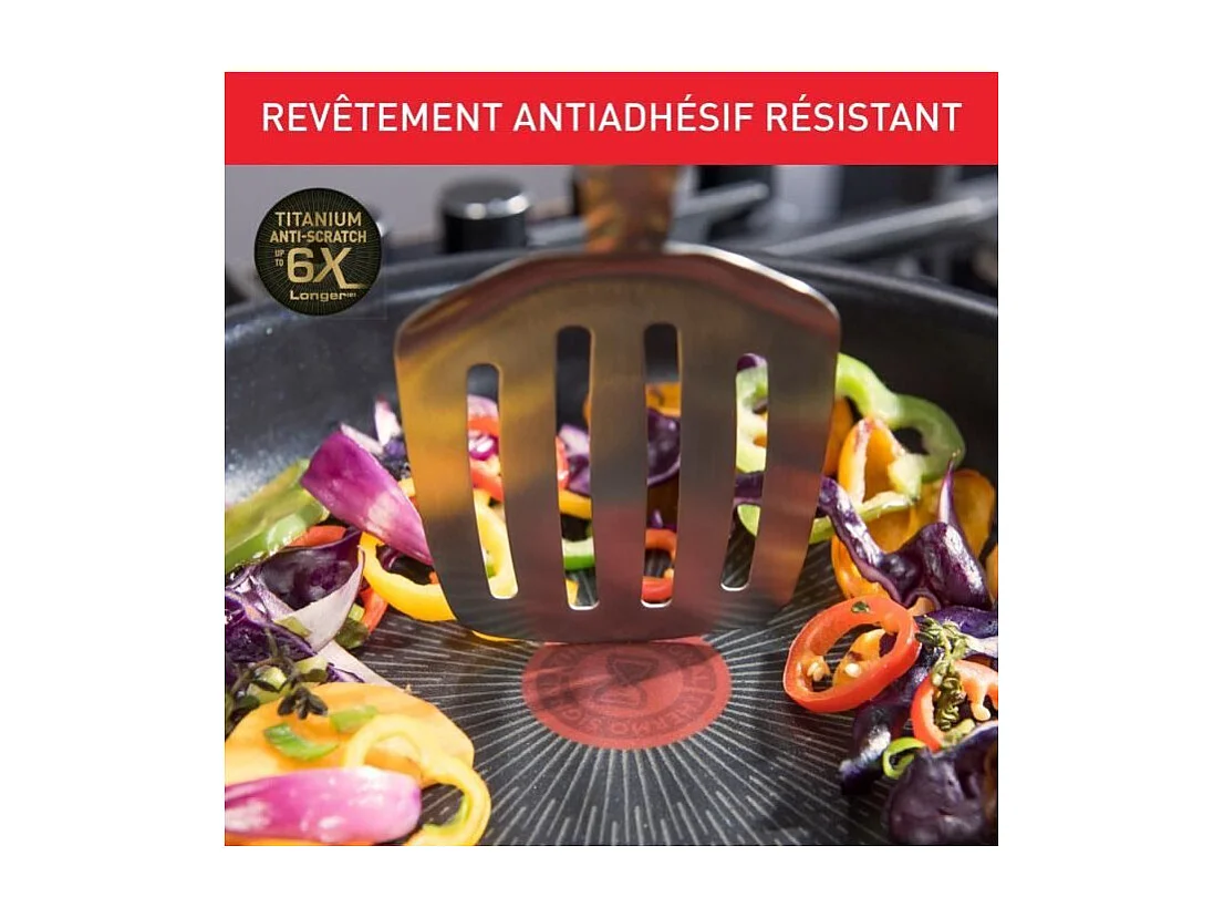 TEFAL INGENIO Preference Poele wok 26 cm, Induction, Antiadhésif, Empilable, Compatible lave-vaisselle, Fabriqué en France L97