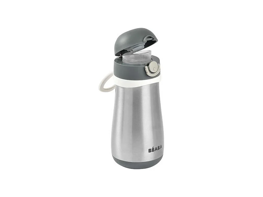 BEABA, Gourde inox 350 ml avec anse, Gris minéral
