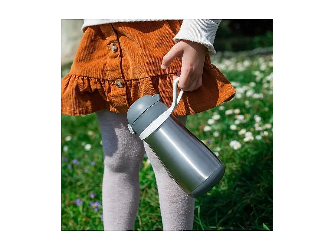BEABA, Gourde inox 350 ml avec anse, Gris minéral