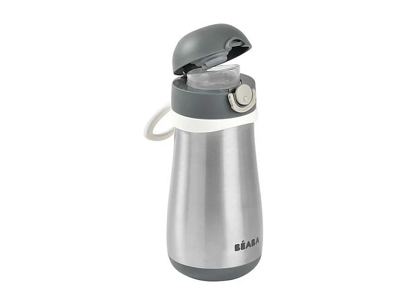 BEABA, Gourde inox 350 ml avec anse, Gris minéral