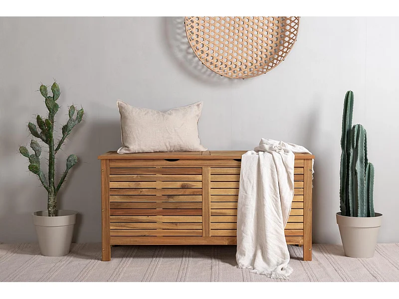 Coffre de rangement en acacia 130 x 48 x 64,5 cm Marion