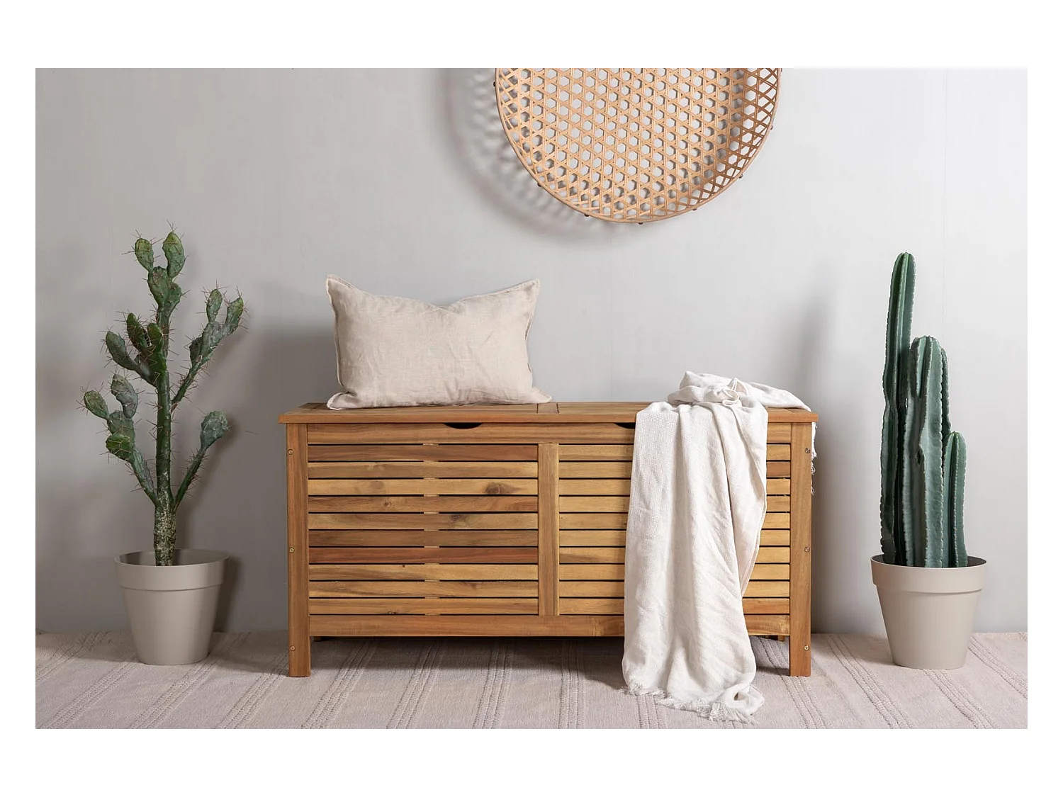 Coffre de rangement en acacia 130 x 48 x 64,5 cm Marion