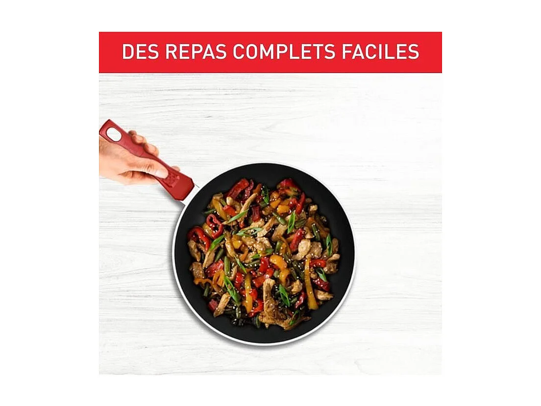 TEFAL Poele 24 cm, Induction, Revetement antiadhésif, Forme profonde, Poignée ergonomique, Fabriqué en France