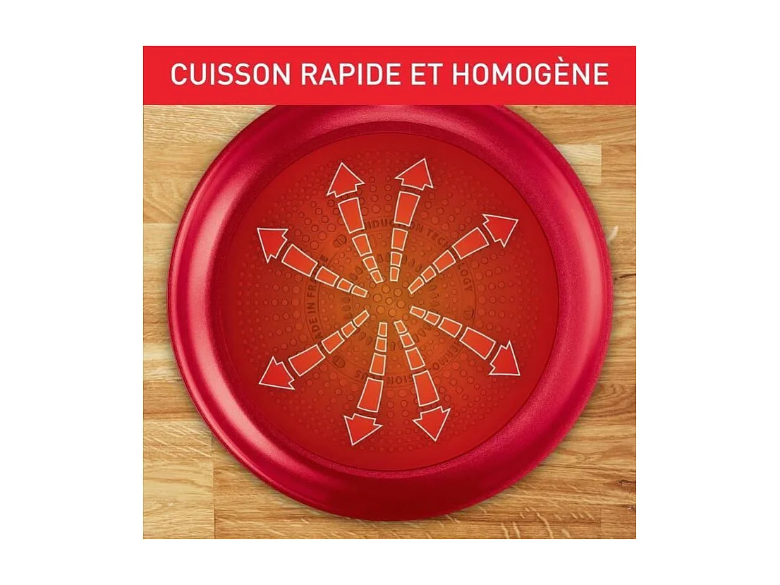 TEFAL Poele 24 cm, Induction, Revetement antiadhésif, Forme profonde, Poignée ergonomique, Fabriqué en France