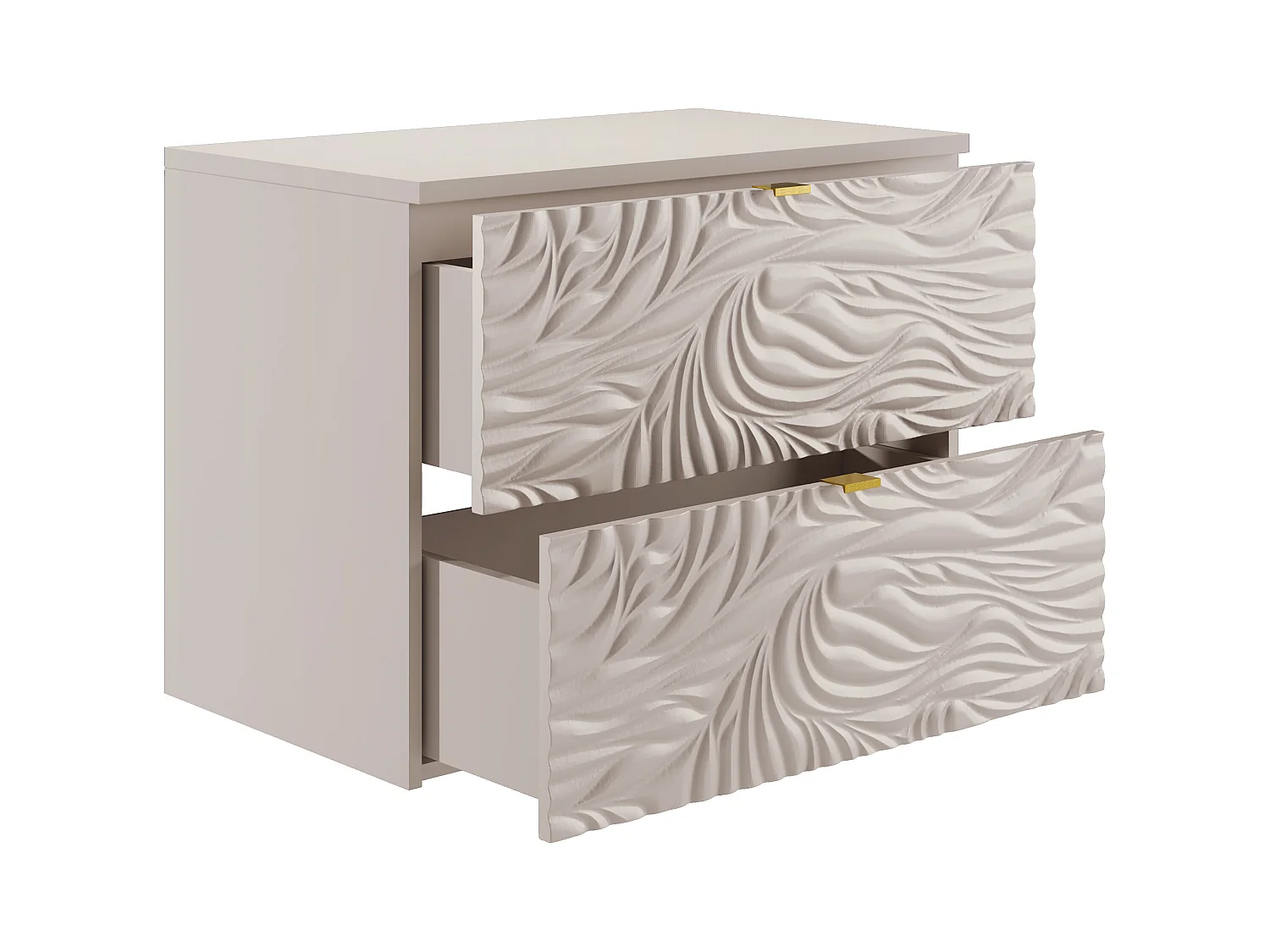 Vegghengt teksturert servantskap med hylle - Beige - 80 cm - RINAREL