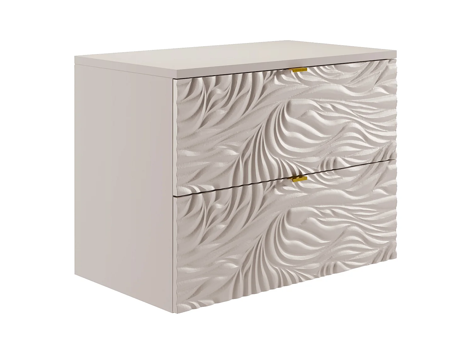 Vegghengt teksturert servantskap med hylle - Beige - 80 cm - RINAREL