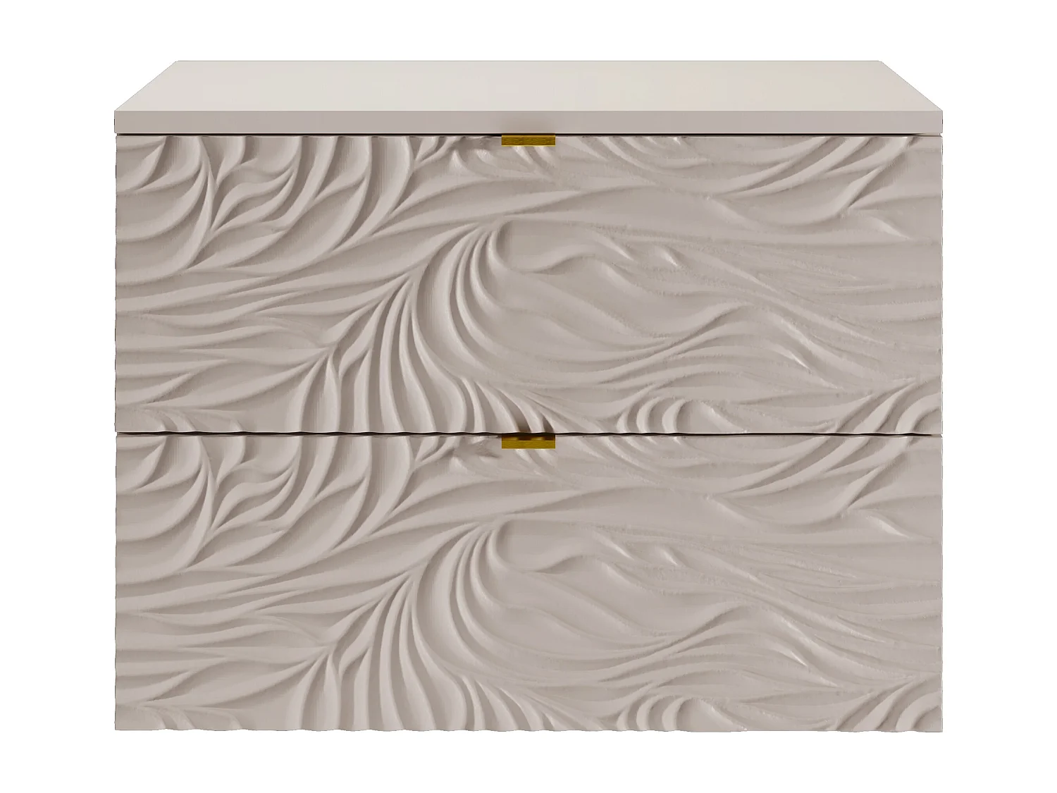 Meuble sous vasque suspendu texturé avec planche - Beige - 80 cm - RINAREL