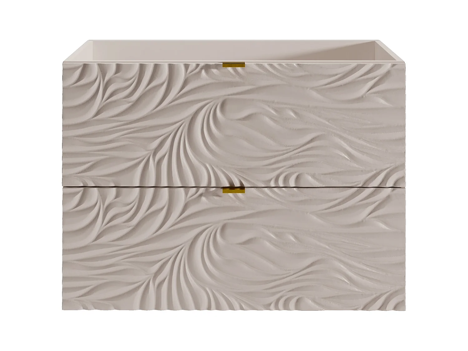 Meuble de salle de bain suspendu texturé avec vasque à encastrer - Beige - 80 cm - RINAREL