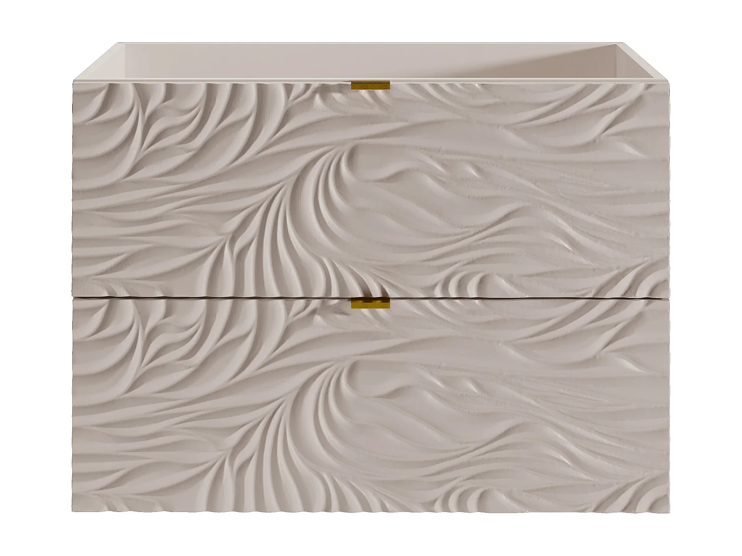 Meuble de salle de bain suspendu texturé avec vasque à encastrer - Beige - 80 cm - RINAREL