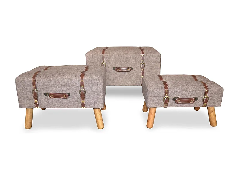Set de 3 poufs-coffres Explore Marron