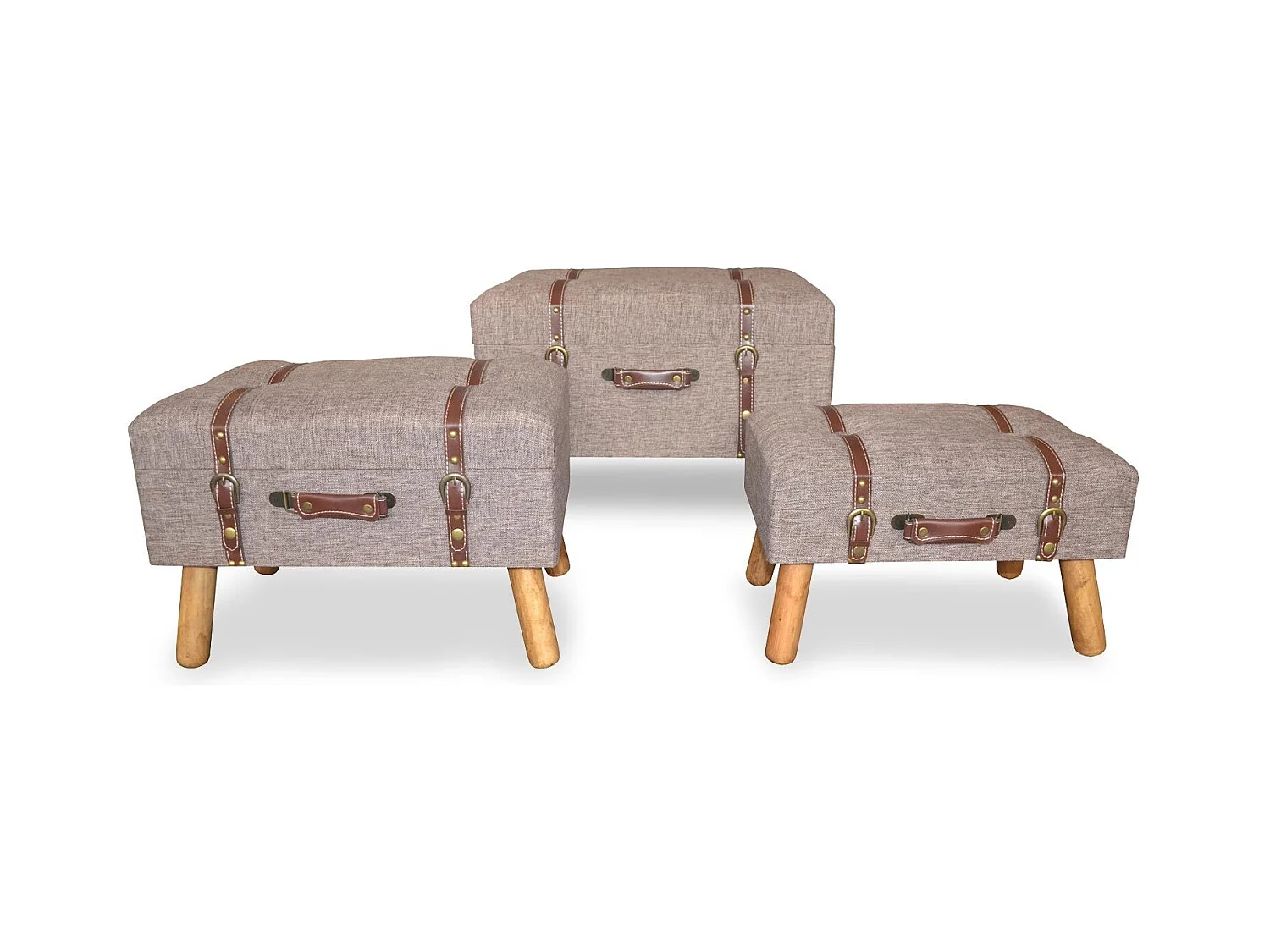 Set de 3 poufs-coffres Explore Marron