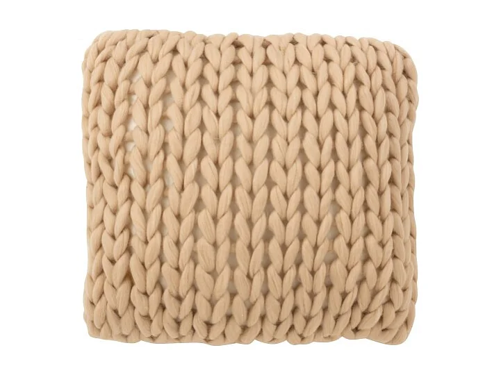 Cojín cuadrado tejido en acrílico crema de 45x45cm