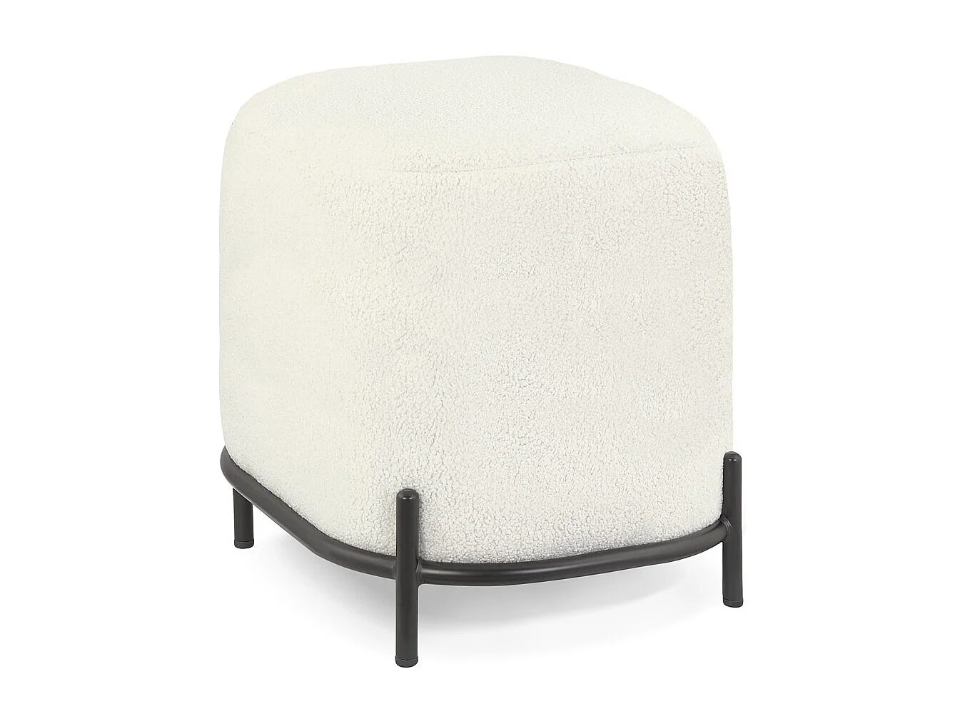 Pouf en Tissu Bouclé "Mark" 47cm Beige