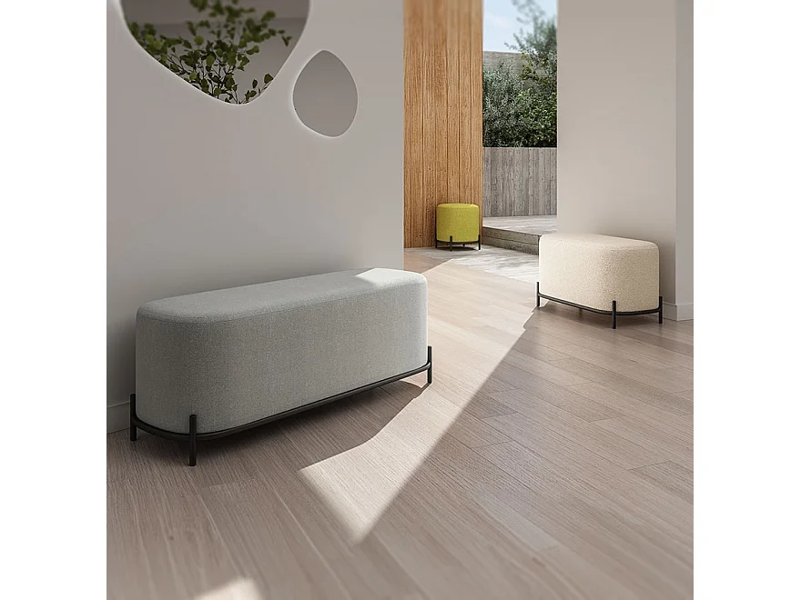 Pouf en Tissu Bouclé "Mark" 47cm Beige